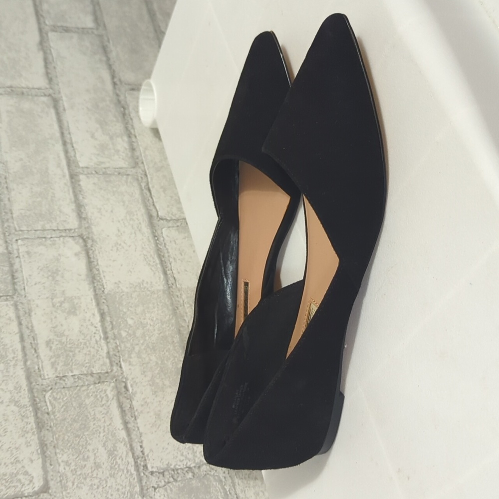 Audrey Brooke Nolan Black Suede Pointed Toe Flat Size 8.5